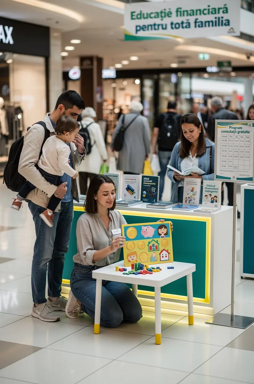 Persoană răsfoind un ghid despre gestionarea bugetului kicoremaxcore.sbs la un stand educațional temporar